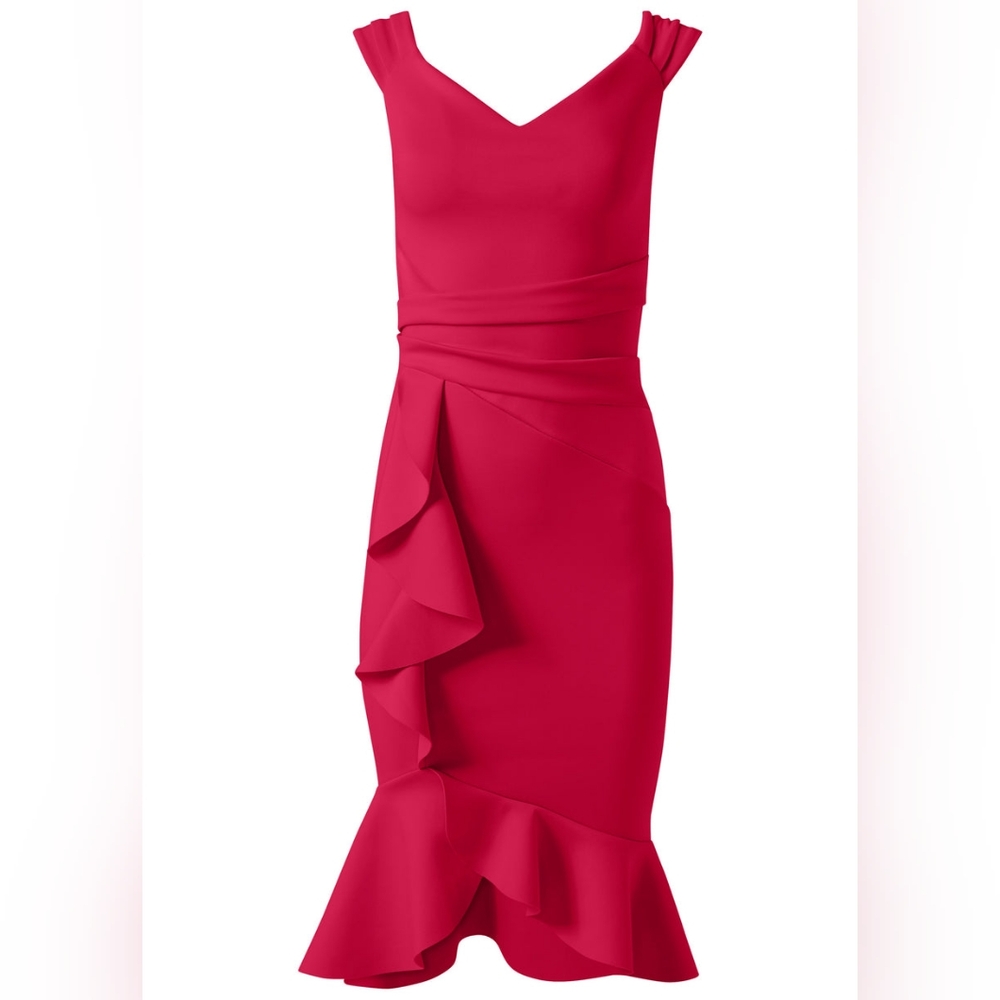 Elegant Red Ruffle Dress